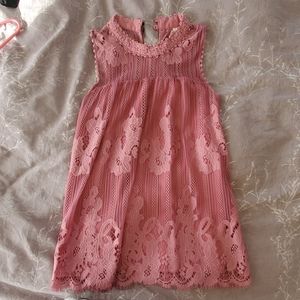 Rose pink sleeveless lace top